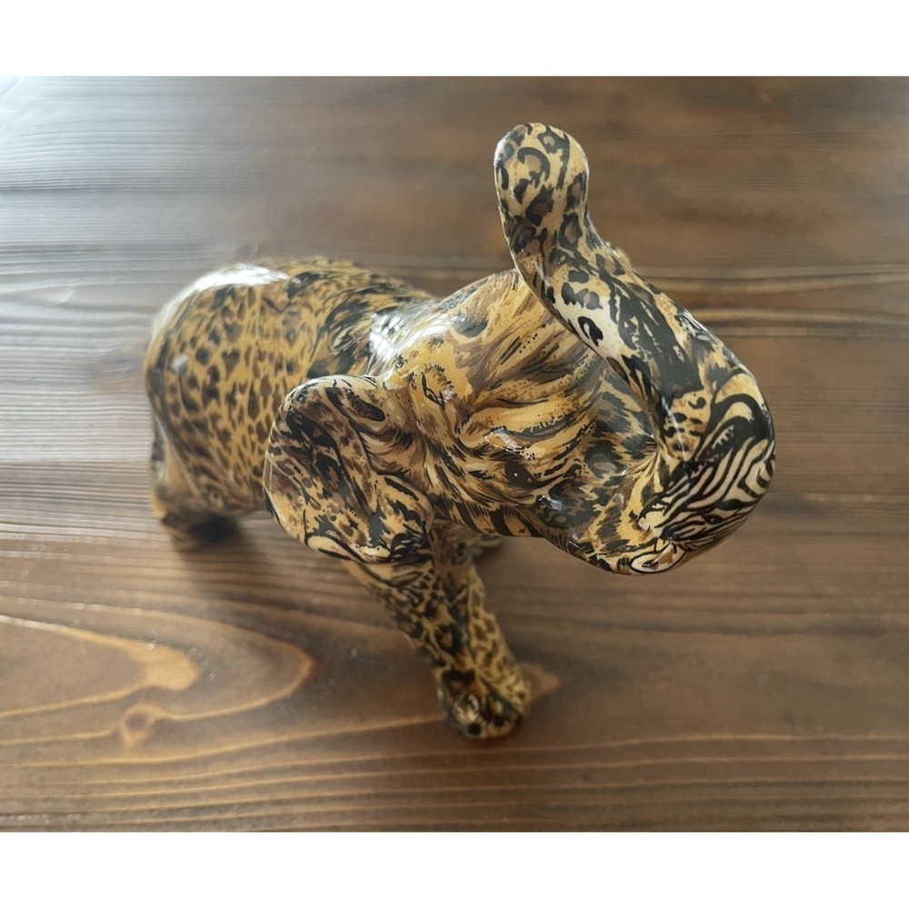 Safari Print Elephant Figurine 8" Wildlife Lodge‎ Decor Made in China